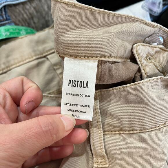 Pistola Ellery High Rise Wide Leg 100% Cotton Pants Size 30P in Sesame Tan - Picture 5 of 9